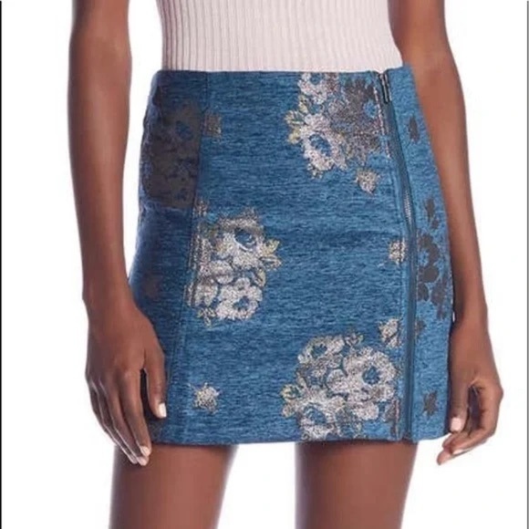 Woven Free People Movin On Teal Mini Skirt Size 4 - Picture 5 of 10